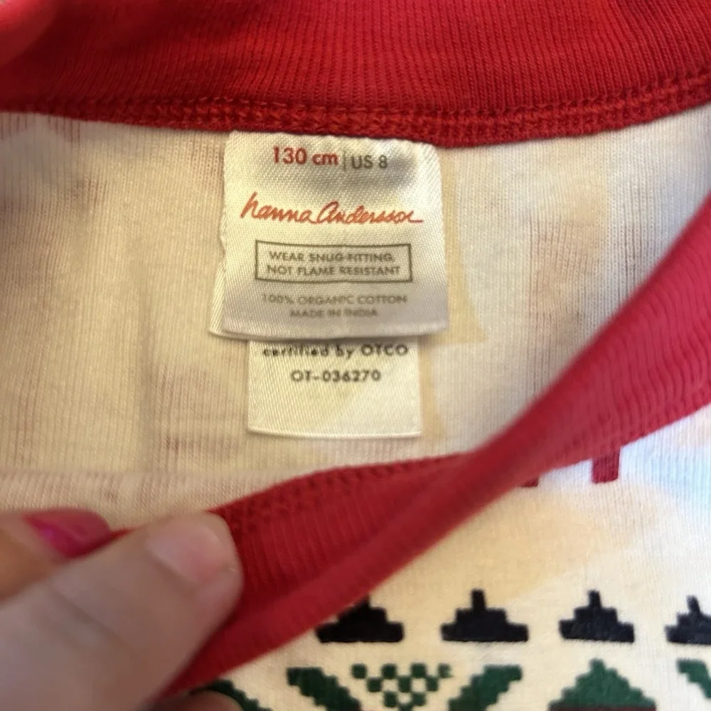 Hanna Andersson Holiday Reindeer Long Johns Pajamas‎ sz 130 US 8 Unisex 2 Pcs